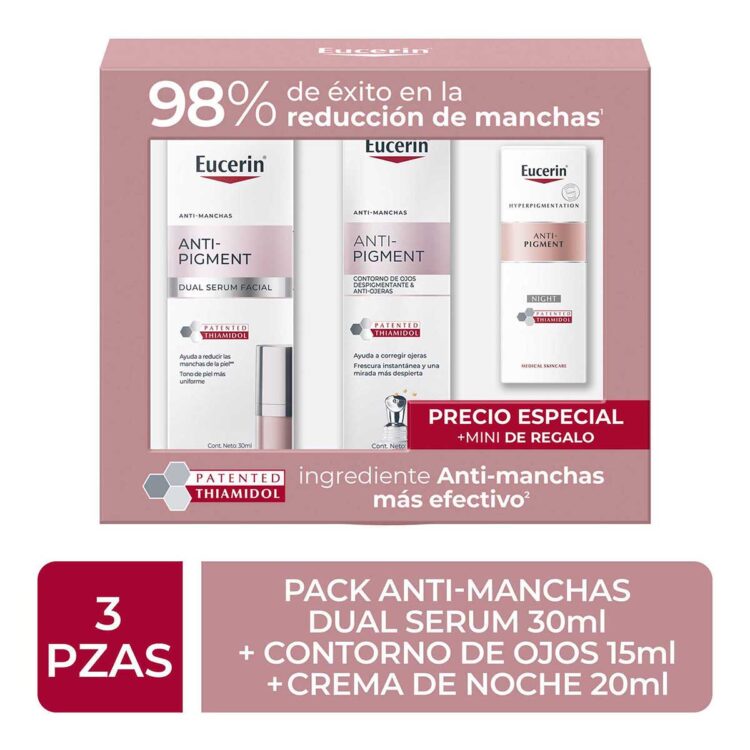 Pack Antipigmento Dual Serum Facial 30Ml + Contorno De Ojos 15Ml + Crema De Noche 20Ml